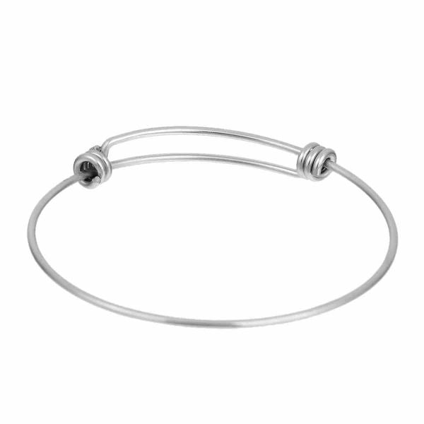 Antique Silver, Stainless Steel, Stackable Charm Bracelet Blank, 21cm, 1pc