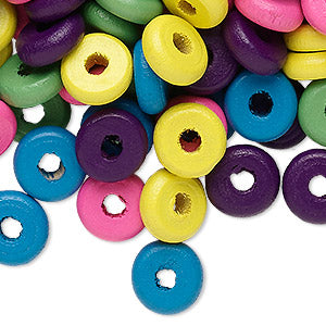 Wooden Beads Rondelle, Mixed Colours,11x3mm, approx 560pcs (90 grams)
