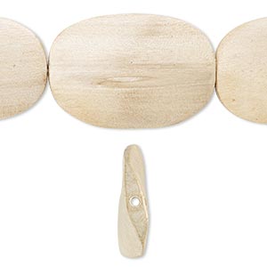 Wooden Beads Oval, 40x28mm, twisted flat, wood (waxed), hand-cut, 16-inch strand.