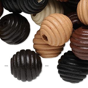 Wooden Beads Round fluted, 16mm, Mixed, 500 grams