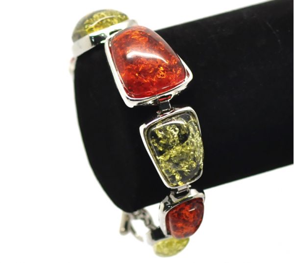 Art Deco Style Green Cabochon bracelet 17-22cm 1pc