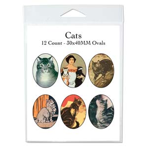 Cats 30 x 40mm, 4 x 11 inch collage sheet