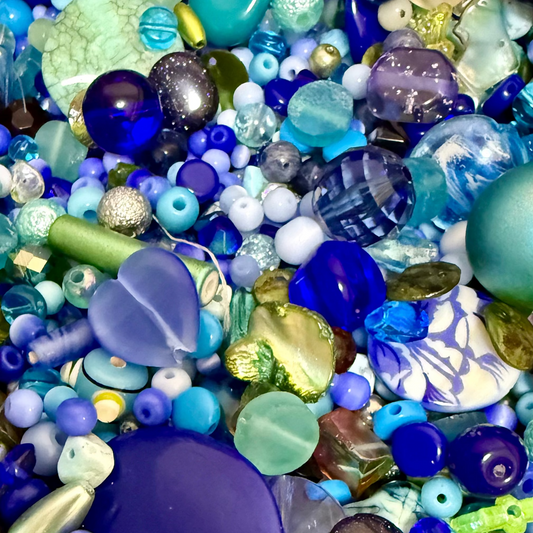 Bead Mix, Ocean Blue, 200 grams Bulk Buy