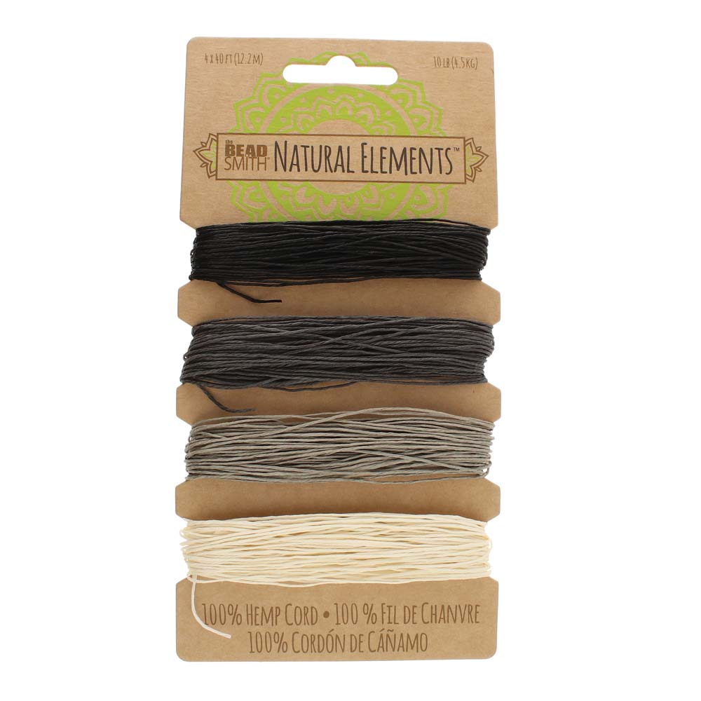 Hemp Cord 4 Colours .55mm Onyx Shades, The Beadsmith