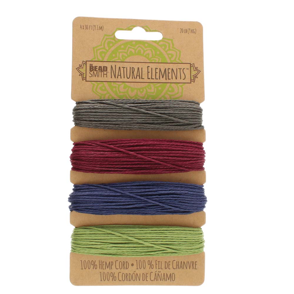 Hemp Cord 4 Colours 1mm Dark Colours, The Beadsmith
