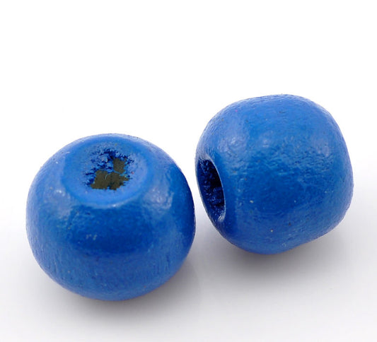 Wooden Beads Round, 8mm, Deep Blue, 500pcs - Hinoki Wood
