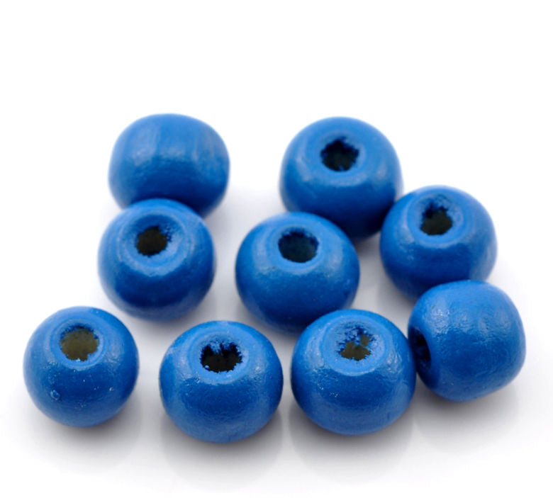Wooden Beads Round, 8mm, Deep Blue, 500pcs - Hinoki Wood