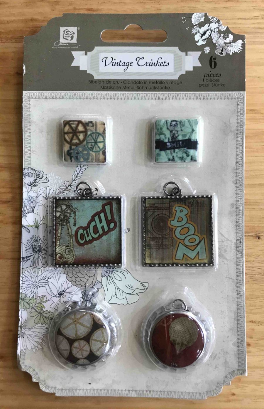 Vintage Metal Trinkets & Tiles 6pcs, - Tea Thyme