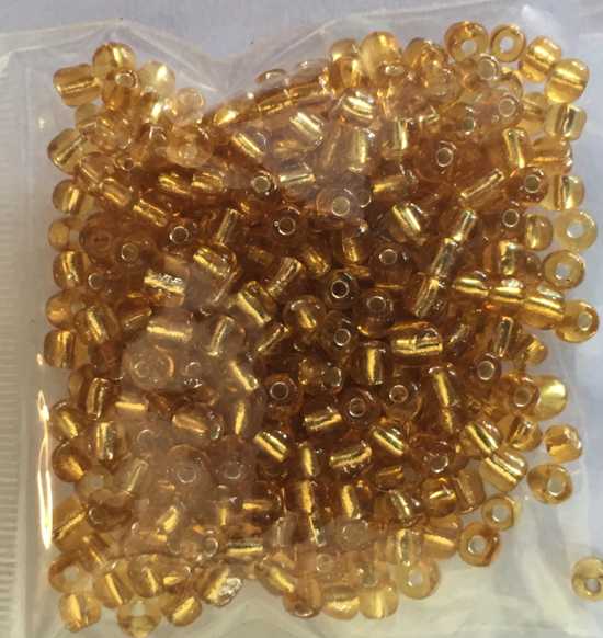Seed Beads, Silver Lined Gold, size 6/0 (3.6mm), 25 grams