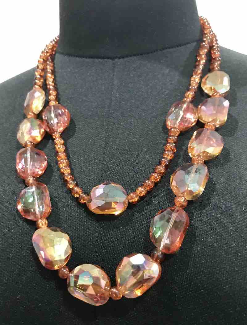 Crystal Brown Necklace, 54cm, 2 strands - Chunky Beads
