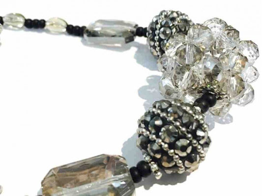 Chunky Necklace Handmade, Black Smoky 54cm - Statement Necklace