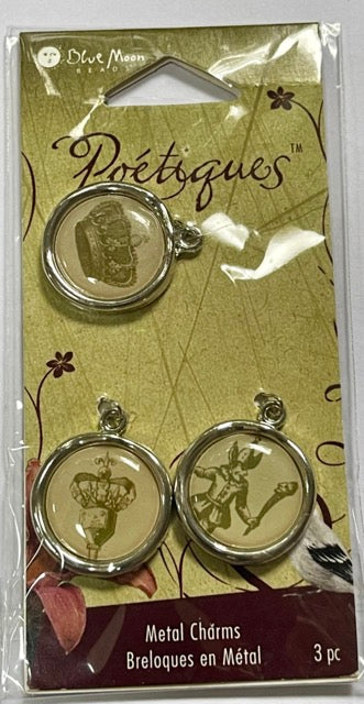 Blue Moon Poetiques Metal Graphic Charms, 9 pcs, each pc different