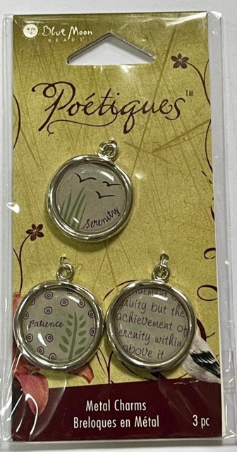 Blue Moon Poetiques Metal Graphic Charms, 9 pcs, each pc different