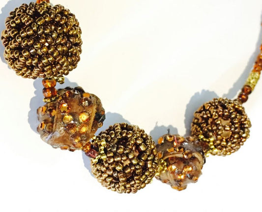 Necklace Handmade, Golden Copper 54cm - Statement Necklace