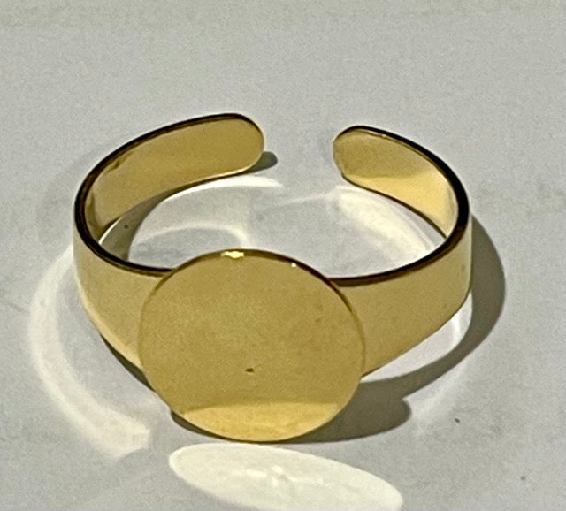 Ring Cuff Shank, Gold plated with 12mm plate for glueing, NOW in 5pc pack