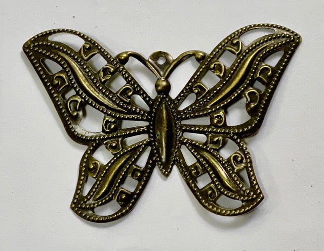 Antique Bronze, Metal Stamping Butterfly Design Pendant, 50mm, 20pcs