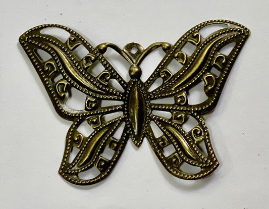 Antique Bronze, Metal Stamping Butterfly Design Pendant, 50mm, 20pcs