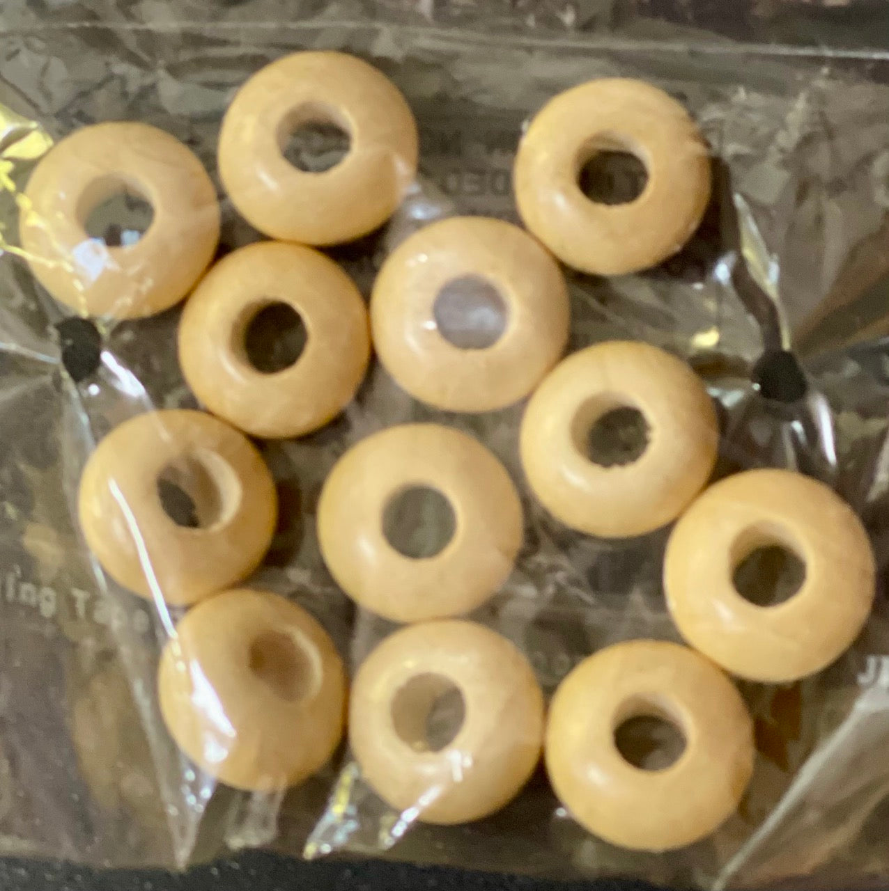 Wooden Beads Rondelle, 15x10mm, Light Tan, 12pcs