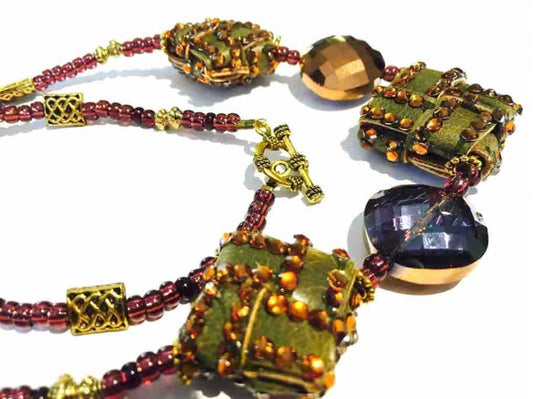 Chunky Necklace Handmade, Plum and Topaz, 54cm - Mother of the Bride