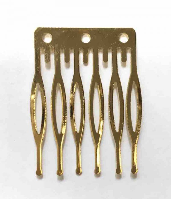Gold Plate, Hair Comb, 25mm x 37mm - 3 holes, 6 pieces
