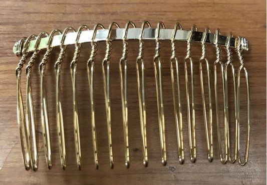 Hair Comb Wire, Gold plate, 65mm x  35mm, 1 pc