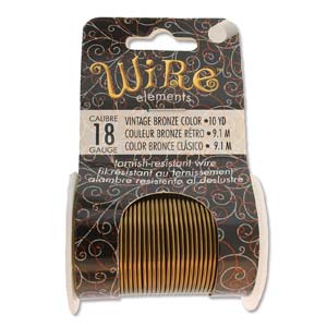 Beadsmith Non Tarnish Craft Wire Vintage Bronze, 18 ga, 10 yards - Lacquered - Wire Elements