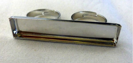 Brass Ring Cuff, two finger ring, Nickel Plate, Bezel Base, dia 10x50mm. 1pc