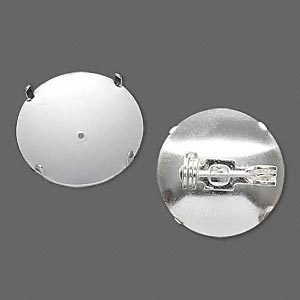 Silver Plated, Blank Pin Brooch back, 19mm round. 10pcs