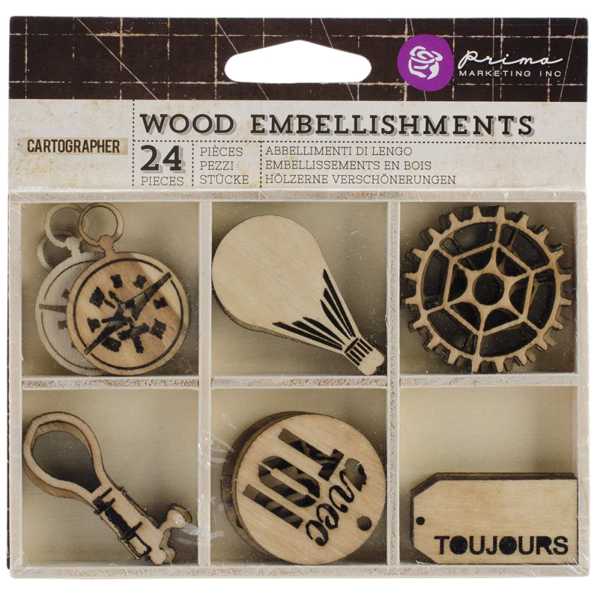 Laser Cut Wood Icons In A Box 28 Pieces - Cartographer