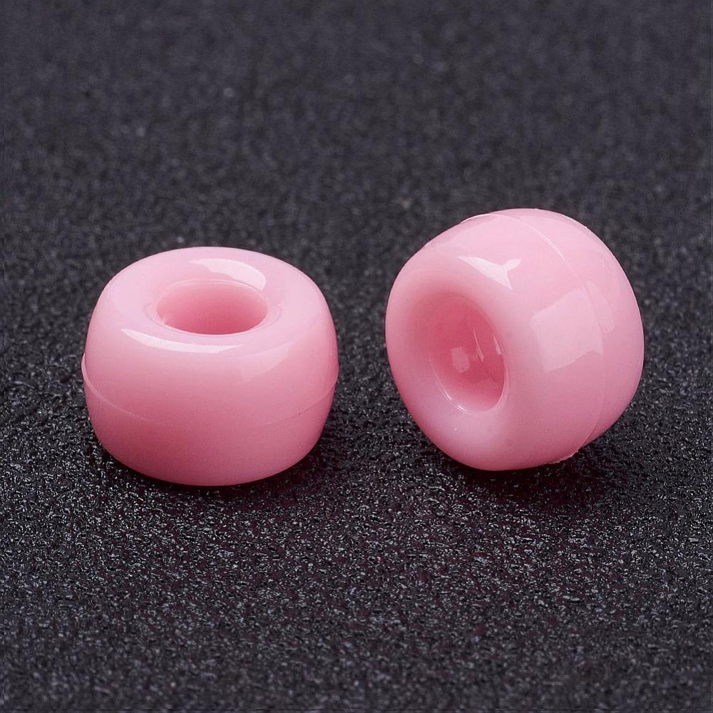 Pony Beads Pink - opaque, 9x6mm, approx 900pcs, 250grams