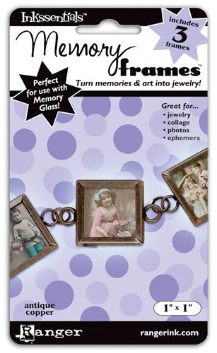 Memory Frames, 1 x 1inch Antique copper, 3 pcs