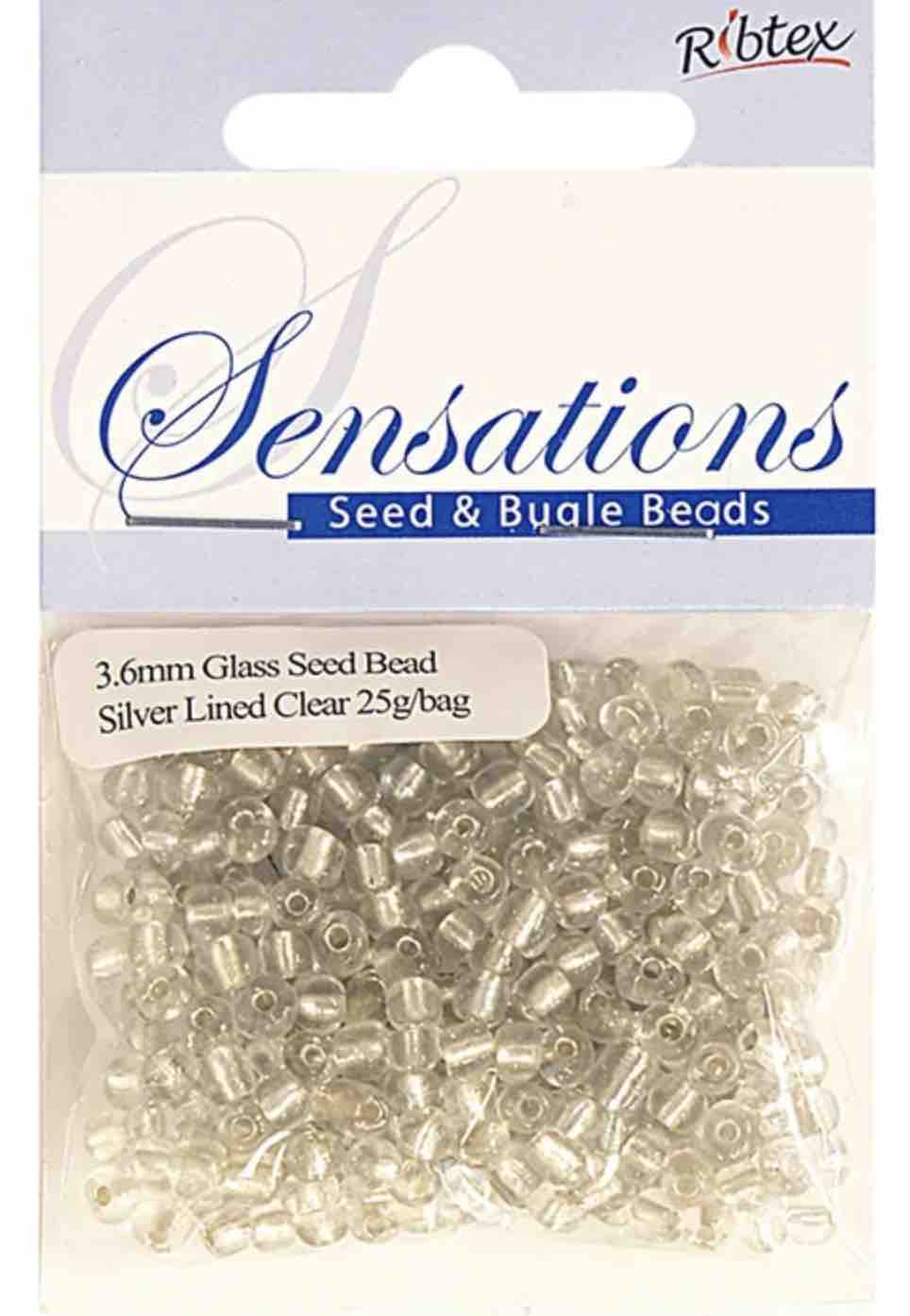 Seed Beads, Crystal Silver Lined size 6/0 (3.6mm), 25 grams