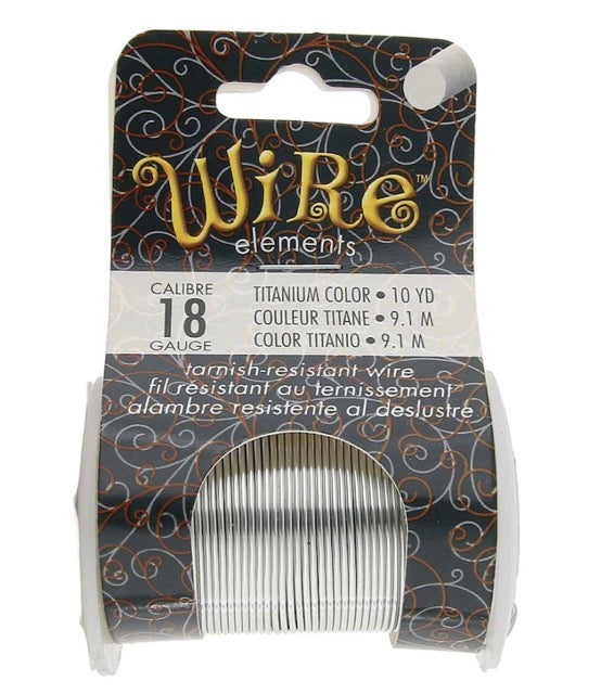 Beadsmith Non Tarnish Craft Wire Titanium, 18 ga, 10 yards - Lacquered