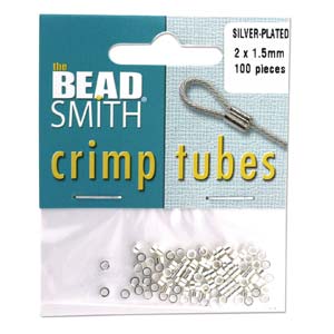 Crimp Tubes 2 x1.5mm Silver Plate, 100 pcs, - Beadsmith