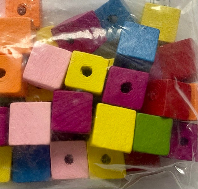 Wooden Beads Cube, 14mm, Mixed, hole approx 4.5mm, 50pcs