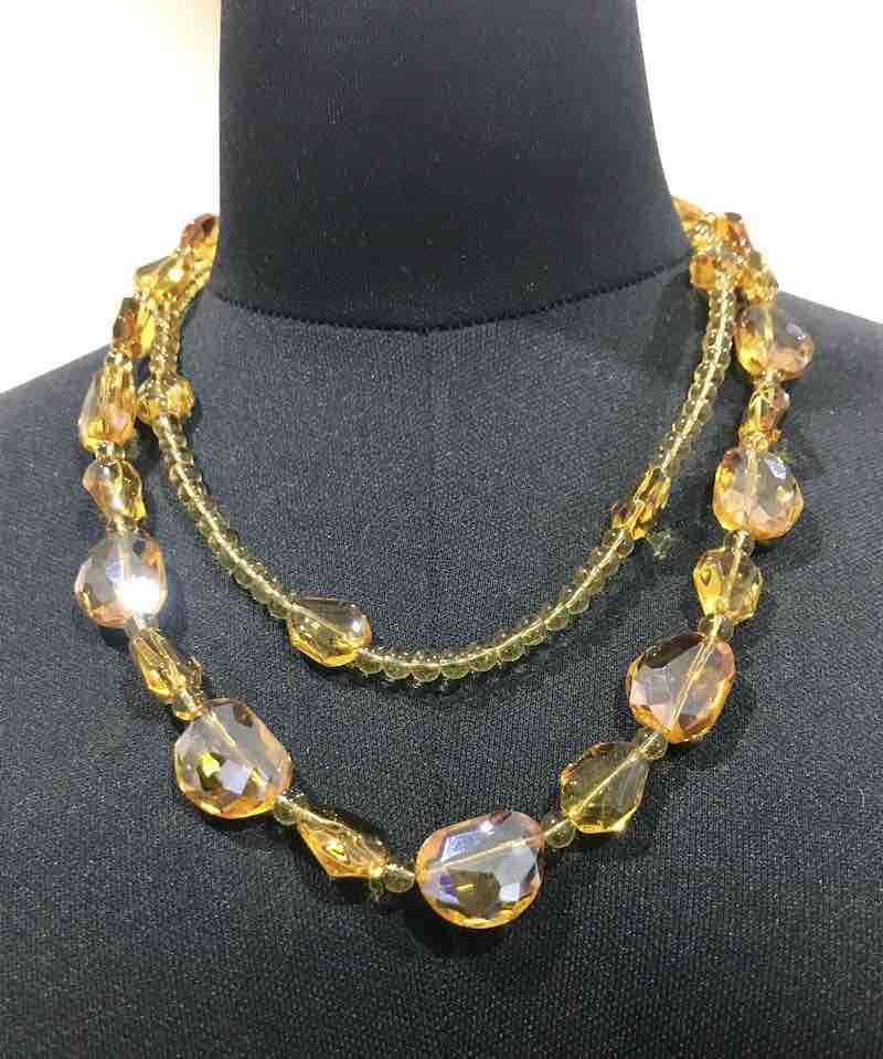 Crystal Amber Necklace, 54cm, 2 strands with matching Earrings