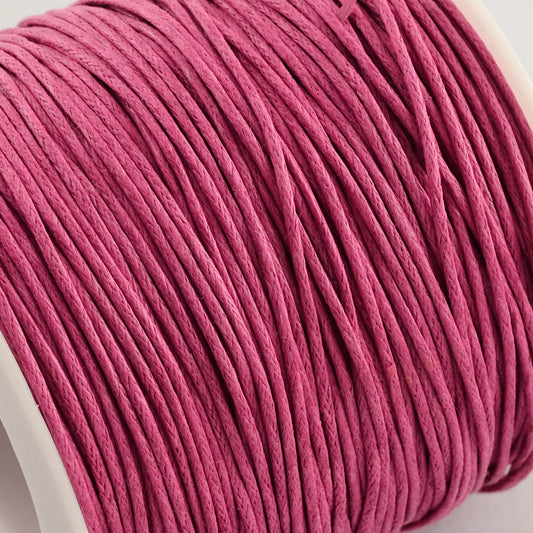 Waxed Cotton Cord, Fuchsia, 1mm, 100 yards