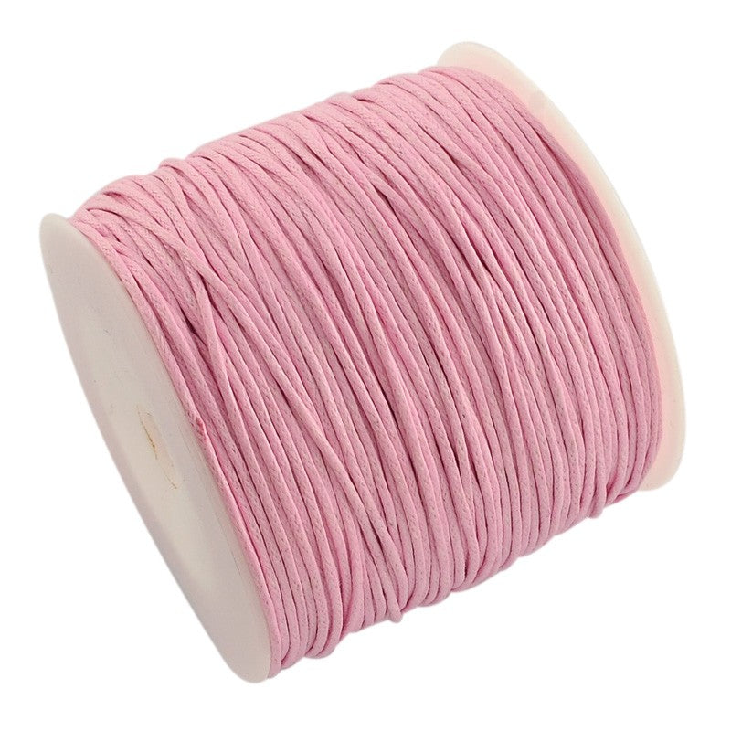 Waxed Cotton Cord, Pink, 1mm, 100 yards