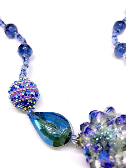 Chunky Women's Beaded Necklace, Smokey Navy hints of Mauve, 54cm