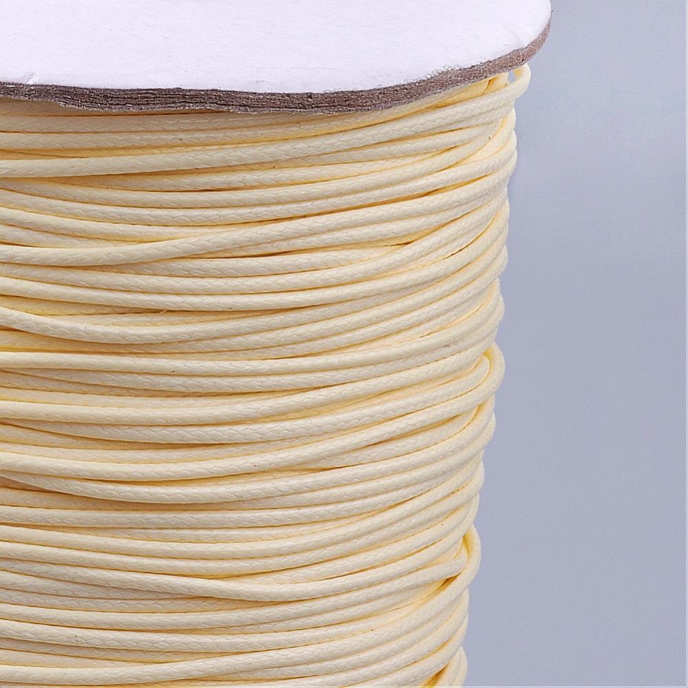 Waxed Polyester Cord, Pale Lemon, 1mm, 85 yards - Made In Korea