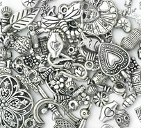 Antique Silver Metal Charm and Bead Mix 50grams