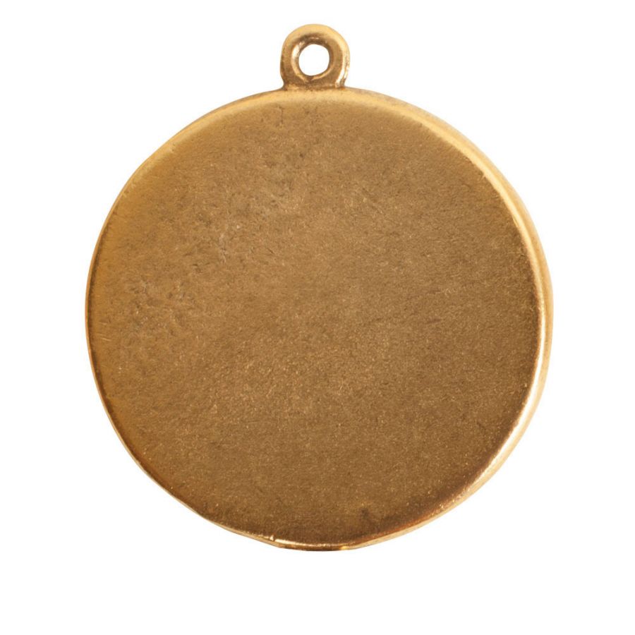 Large Circle Embroidery Kit - contains - Antique Gold pendant, tag and jumpring - 1 Set