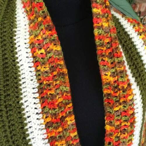 Scarf, Crocheted Striped, Handmade, Brand New