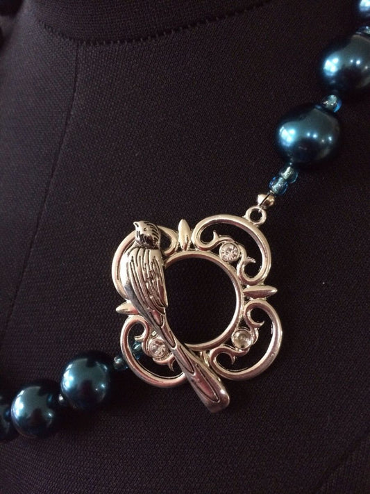 Necklace, Ornate Bird Clasp, Handmade, 54 cm