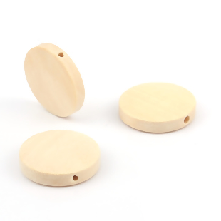 Wooden Beads, Round Flat, 20mm,50 ps