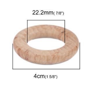 Wooden Rings Round, 40mm, 2pcs, BEECH WOOD