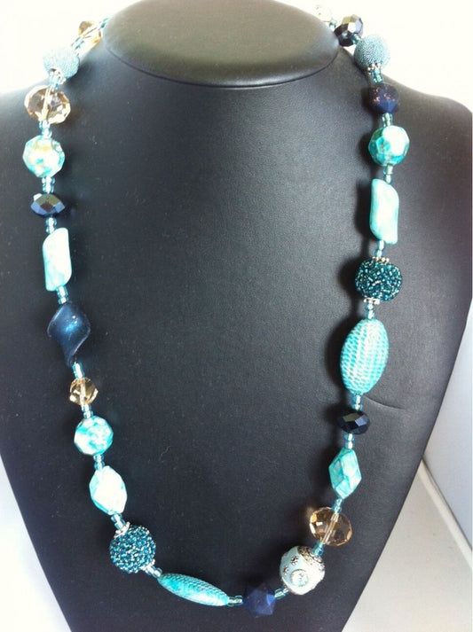 Womens Necklace, Seaside Colours, Handmade, 68 cm