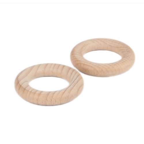 Wooden Rings Round, 40mm, 2pcs, BEECH WOOD