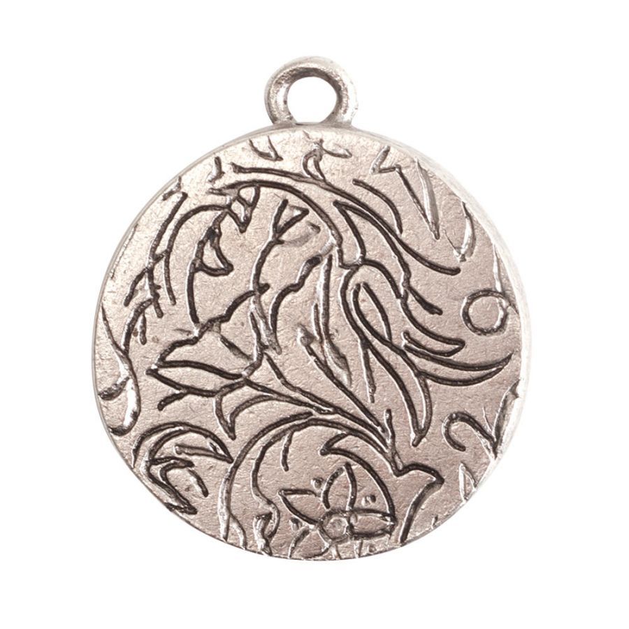 Medium Circle Embroidery Kit - contains - Antique Silver pendant, tag and jumpring - 1 Set