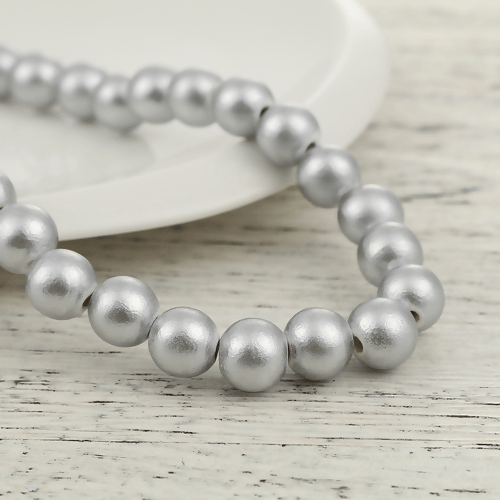 Wooden Beads Round, 11mm, Silver, 2 x 45 cm strands